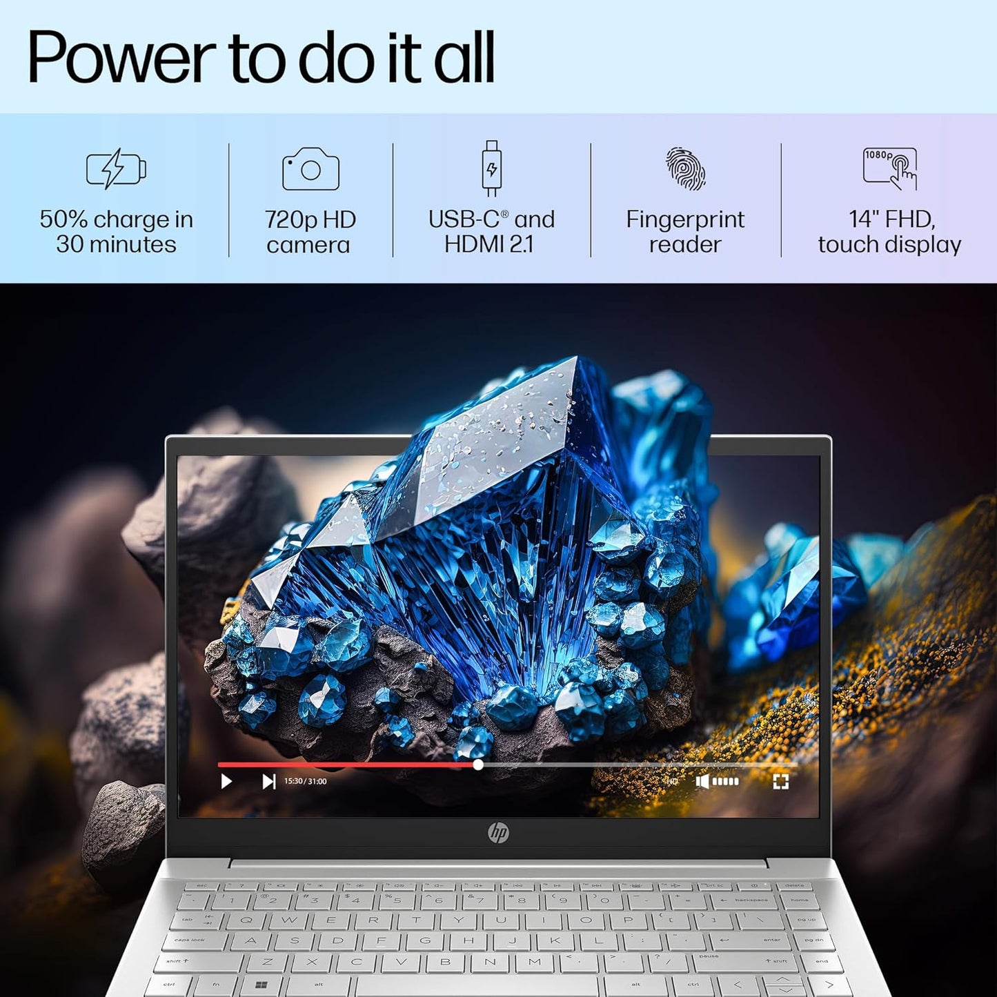 HP Pavilion 14 12th Gen Intel Core i5 8GB RAM/512GB SSD 14 inch(35.6cm) IPS Micro-Edge FHD Laptop/Intel Iris Xe Graphics/B&O/Win 11/Backlit KB/MSO 2021/Natural Silver, 14-dv2053TU
