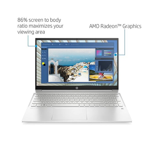 HP Pavilion AMD Ryzen 5 Hexa Core 5500U - (16 GB/SSD/512 GB SSD/Windows 10 Home) 15-eh1103AU Thin and Light Laptop (15.6 Inch, Natural Silver, 1.75 Kg, With MS Office)