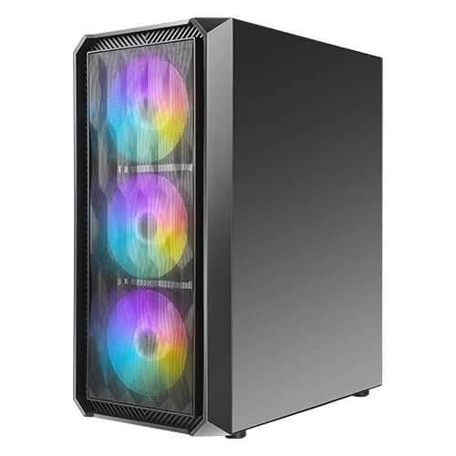 Antec NX292 ATX Mid-Tower Case, Tempered Glass Side Panel, Full Side View, Pre-Installed 4 x 120mm in Front, Black