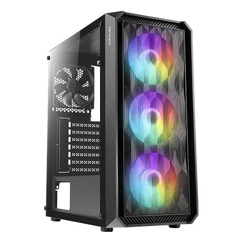 Antec NX292 ATX Mid-Tower Case, Tempered Glass Side Panel, Full Side View, Pre-Installed 4 x 120mm in Front, Black