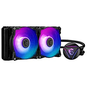 MSI MAG CORELIQUID 280R AIO CPU Liquid Cooler - Rotatable ARGB Blockhead, Integrated Radiator Pump, Split-Flow Water Cooling, Evaporation-Proof Tubing, AMD & Intel Compatible