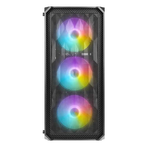 Antec NX292 ATX Mid-Tower Case, Tempered Glass Side Panel, Full Side View, Pre-Installed 4 x 120mm in Front, Black