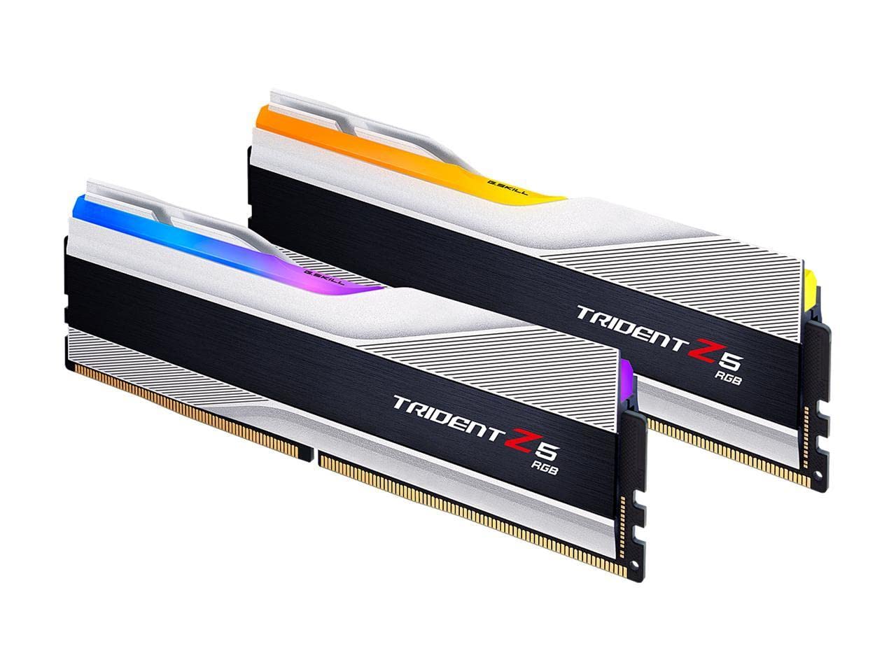 G.Skill Trident Z5 RGB Series (Intel XMP) 64GB (2 x 32GB) 288-Pin SDRAM DDR5 6000 CL30-40-40-96 1.40V Dual Channel Desktop Memory F5-6000J3040G32GA2-TZ5RS (Metallic Silver)