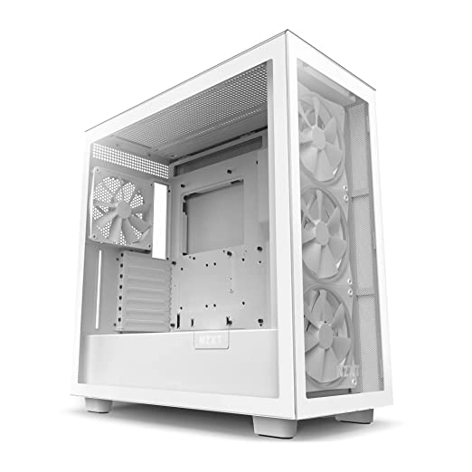 NZXT H7 Elite ATX Mid-Tower Computer Case/ Gaming Cabinet - White | Support - Mini-ITX, Micro-ATX, ATX, and EATX | Pre-Installed 3 x 140 mm RGB Front Fans and 1 x 140 mm Rear Fan - CM-H71EW-01
