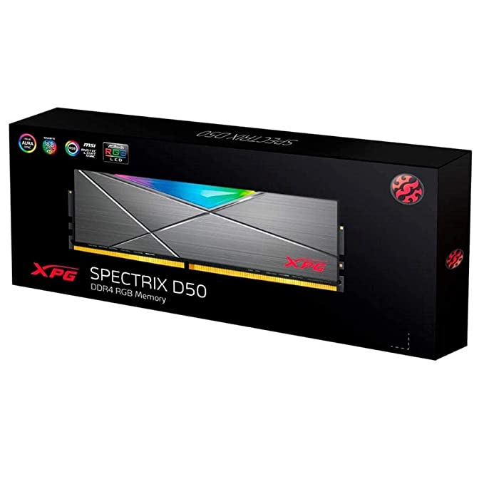 XPG ADATA SPECTRIX D50 DDR4 RGB 16GB (1x16GB) 3200MHz CL16 Desktop Memory RAM - AX4U3000716G16A-ST50