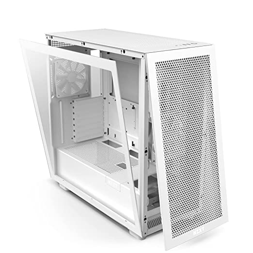 NZXT H7 Flow ATX Mid-Tower Computer Case/ Gaming Cabinet - White | Support - Mini-ITX, Micro-ATX, ATX, and EATX (Up to 272mm) | Pre-Installed 2 x 120 mm Fans - CM-H71FW-01