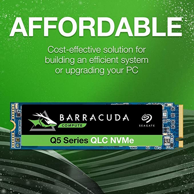 Seagate Barracuda Q5 SSD 500GB/2TB up to 2400 MB/s - Internal M.2 NVMe PCIe Gen3 ×4, 3D QLC for Desktop or Laptop, 1-Year Rescue Services (ZP500CV3A001)