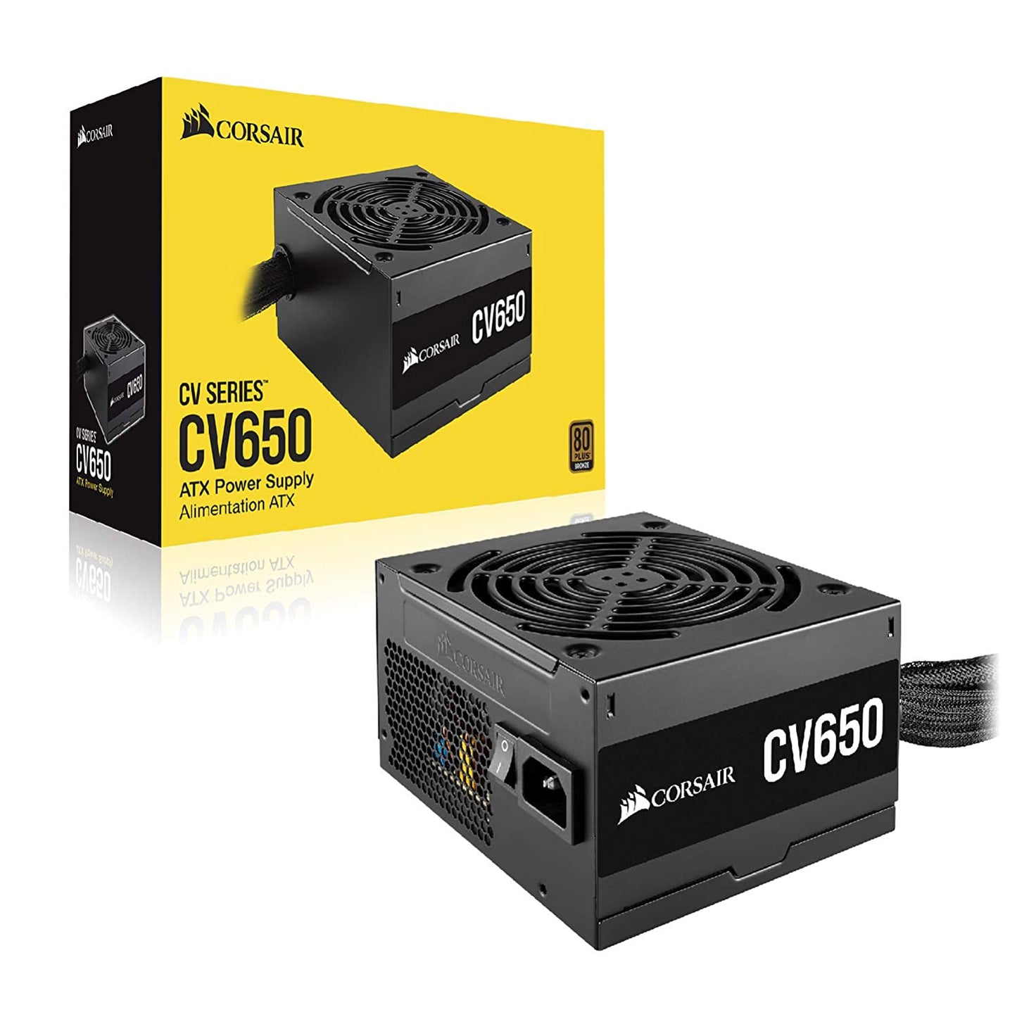 Corsair CV650, CV Series, 80 Plus Bronze Certified, 650 Watt Non-Modular Power Supply - Black