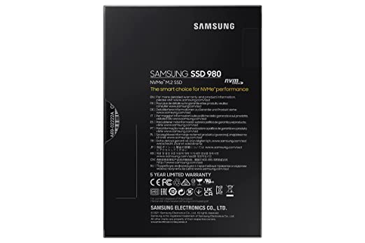 Samsung 980 500GB Up to 3,500 MB/s PCIe 3.0 NVMe M.2 (2280) Internal Solid State Drive (SSD) (MZ-V8V500)