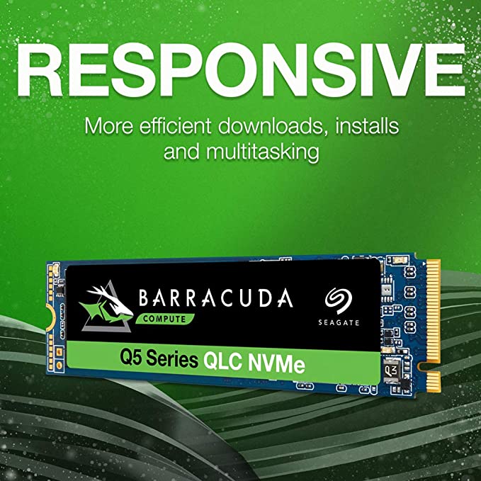 Seagate Barracuda Q5 SSD 500GB/2TB up to 2400 MB/s - Internal M.2 NVMe PCIe Gen3 ×4, 3D QLC for Desktop or Laptop, 1-Year Rescue Services (ZP500CV3A001)
