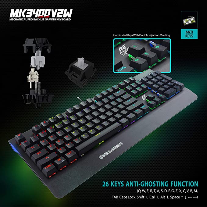 Ant Esports MK3400V2 W Mechanical Pro World of Warship Edition Wired RGB Gaming Keyboard