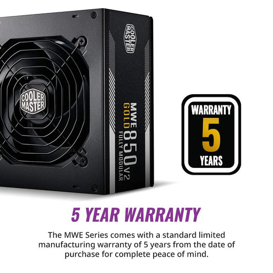 Cooler Master MWE Gold 850 V2 80 Plus Gold Certified, Fully Modular Power Supply - Black