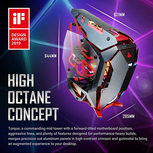 Antec Torque Mid Tower Aluminum Gaming Cabinet I Computer Case Support E-ATX, ATX, Micro-ATX, ITX Motherboard with Tempered Glass (Both Sides)