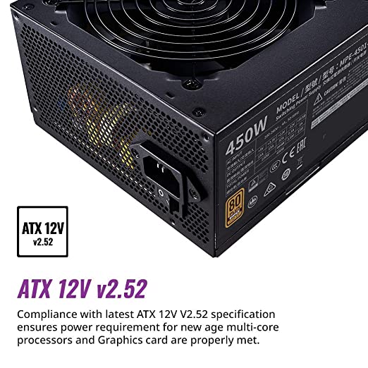 Cooler Master MWE 450 Bronze V2 230v, 80 Plus Bronze Certified, Non-Modular Power Supply (Black)