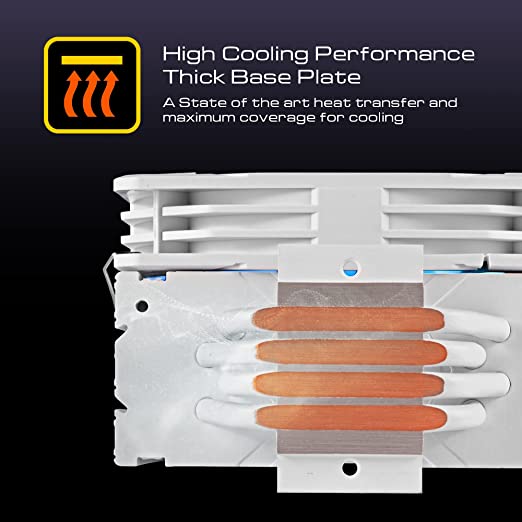 GAMDIAS BOREAS E1-410 120mm RGB High Airflow PWM Fan Cpu Air Cooler with High Cooling Performance, Hydraulic Bearing, 4 Copper Heat Pipes - (White Edition)