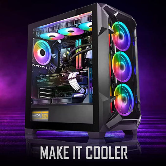 Antec DF600 Flux Mid-Tower ATX Computer Cabinet/Gaming Case | Built in Fan Controller | 4 mm Tempered Glass Side Panel with 3 x 120mm ARGB Fans + 2 x 120 mm Black Fans