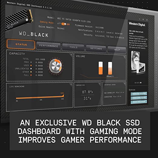 Western Digital SN750 NVMe 500GB Solid State Drive with Heatsink (Black)