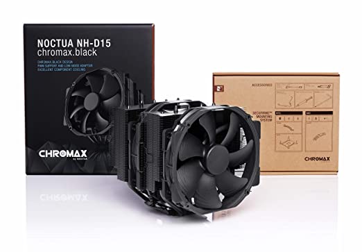 Noctua NH-D15 Chromax Black Dual 140 mm Fan CPU Air Cooler Intel LGA2066, LGA2011-0 & LGA2011-3, 1200, 1156, 1155, 1151, 1150 & AMD AM2, AM2+, AM3, AM3+, FM1, FM2, FM2+ (Backplate Required), AM4