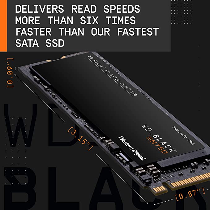 Western Digital WD Black PCIe NVMe SSD, 3400MB/s R, 2900MB/s W 2TB