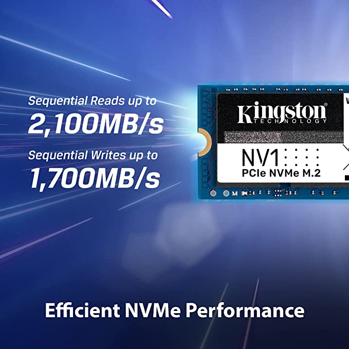 Kingston NV1-E 500GB/1TB/2TB M.2 2280 NVMe PCIe Internal Solid State Drive (SSD) Up to 2100 MB/s SNVSE/1000G