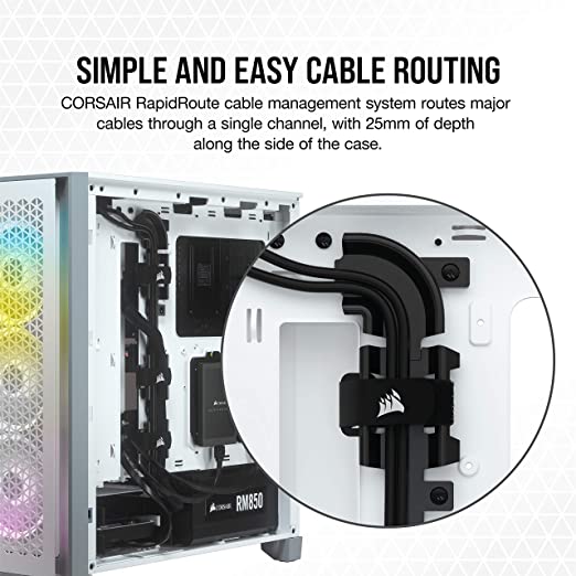 Corsair 4000D Airflow Tempered Glass Mid-Tower ATX Computer Case/ Gaming Cabinet - White - CC-9011201-WW