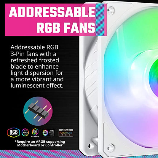 Cooler Master MasterBox TD500 Mesh Triple ARGB Full Tower Gaming Cabinet with Dual 360mm Radiator Support and Crystalline Tempered Glass (White)