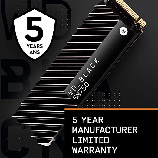 Western Digital SN750 NVMe 500GB Solid State Drive with Heatsink (Black)