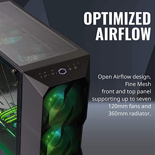 Cooler Master MasterBox TD500 Mesh Triple ARGB Mid Tower Gaming Cabinet with Dual 360mm Radiator Support and Crystalline Tempered Glass