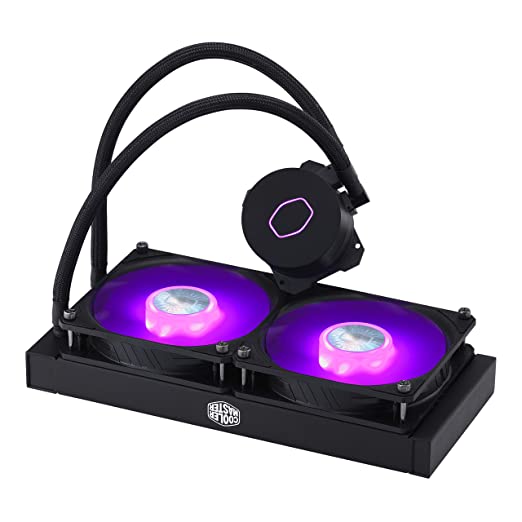 Cooler Master MasterLiquid ML240L RGB V2, Close-Loop AIO CPU Liquid Cooler, 3rd Gen Dual Chamber Pump, Dual SickleFlow 120mm for AMD Ryzen/Intel LGA 1200/1151/1700 (MLW-D24M-A18PC-R2), Black