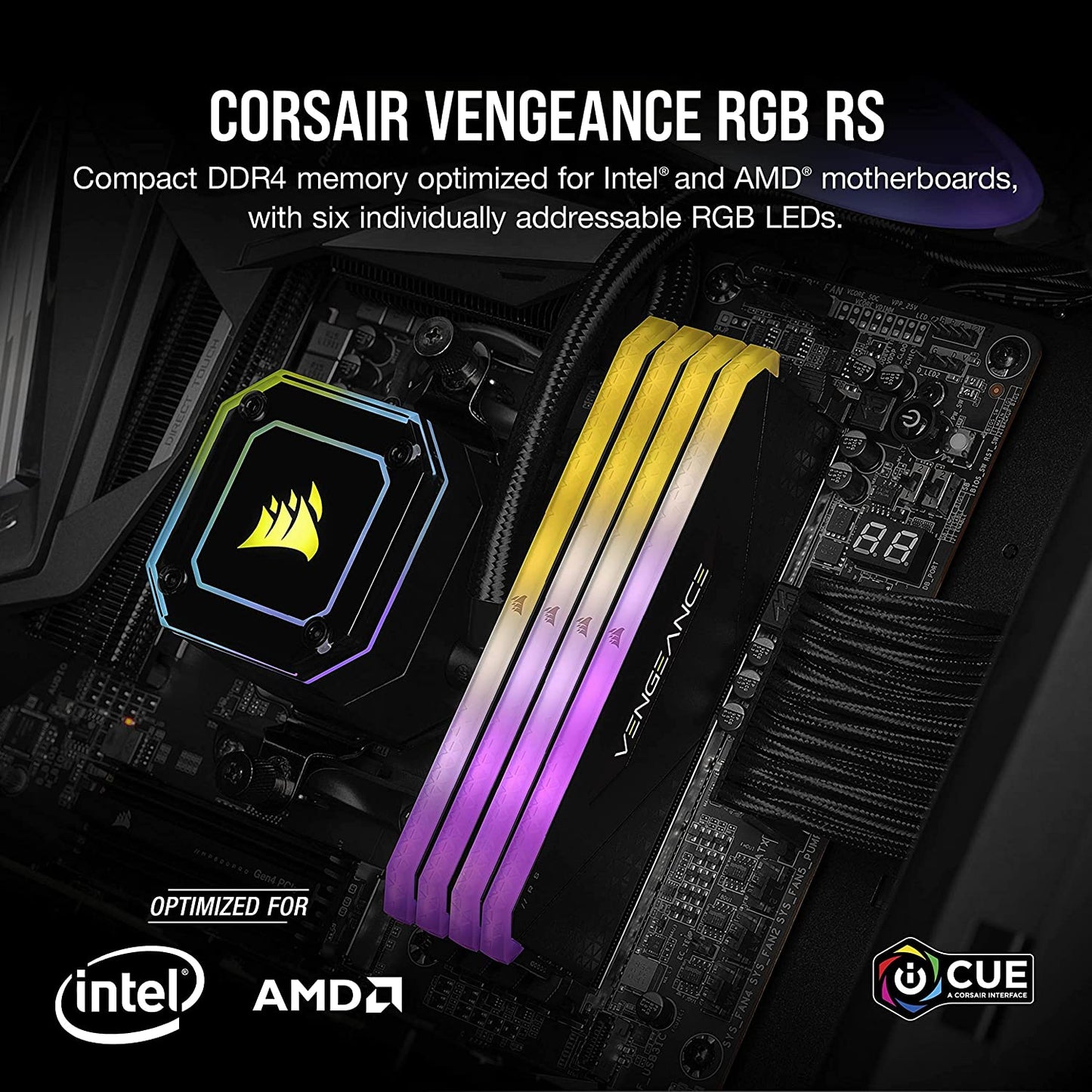 Corsair Vengeance RGB RS 8GB (1 x 8GB) DDR4 DRAM 3200MHz C16 Memory Kit (Black) - CMG8GX4M1E3200C16