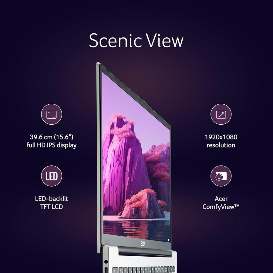 Acer Aspire 3 Intel Core i5-1334U Processor, 8GB RAM/512GB SSD, 39.62 cm(15.6") FHD LED-Backlit IPS Display, Win11Home, Pure Silver, 1.7Kg, A325-53, Thin & Light Laptop