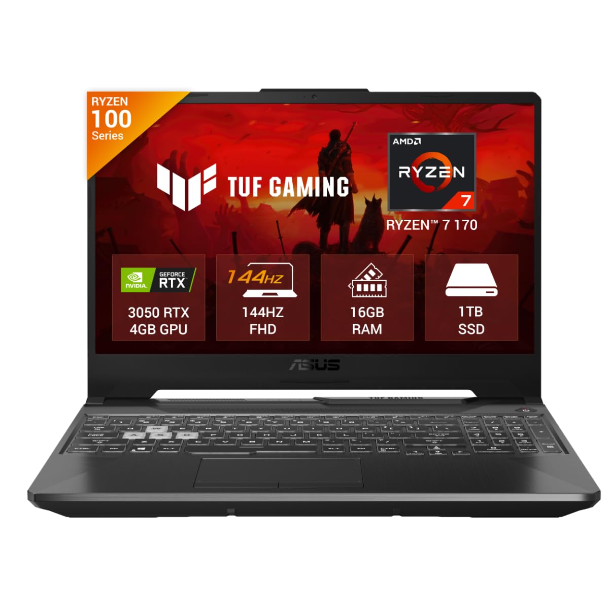 ASUS TUF A15,AMD Ryzen 7 170,RTX 3050-4GB,16GB RAM (Upgradeable),1TB SSD,FHD, 15.6"(39.6 cm),Windows 11 Home, M365 Basic(1 Year)* Office 2024, Graphite Black, 2.3 Kg, FA506NCQ-HN009WS, Gaming Laptop