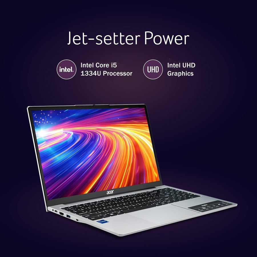 Acer Aspire 3 Intel Core i5-1334U Processor, 8GB RAM/512GB SSD, 39.62 cm(15.6") FHD LED-Backlit IPS Display, Win11Home, Pure Silver, 1.7Kg, A325-53, Thin & Light Laptop