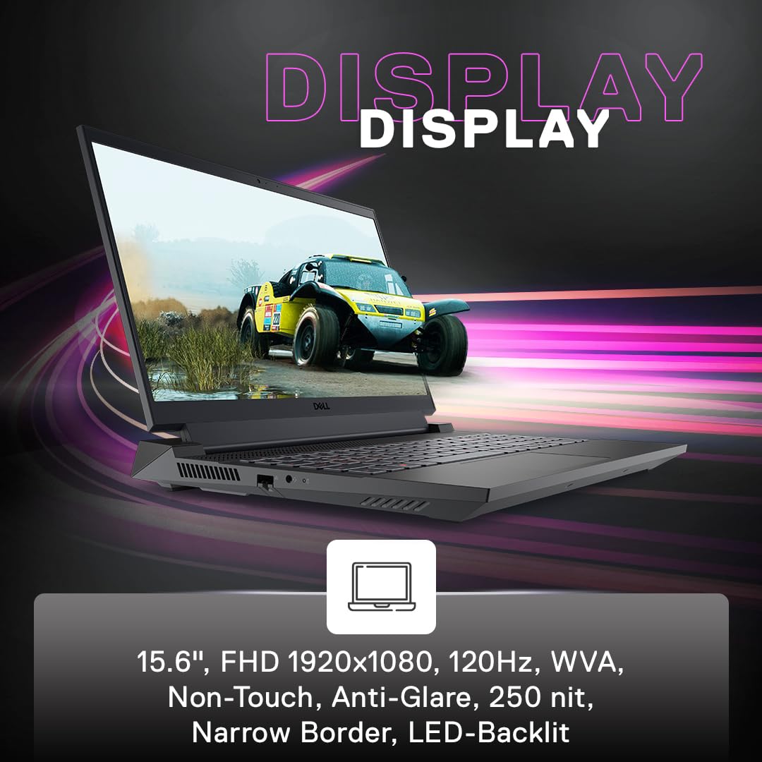 Dell G15-5530 Gaming Laptop, Intel Core i5-13450HX Processor, 16GB DDR5, 1TB, NVIDIA RTX 3050,6GB GDDR6, 15.6" (39.62cm) FHD 120Hz 250 nits, Backlit KB Orange,Win 11 + MSO'21, Dark Shadow Gray, 2.65kg