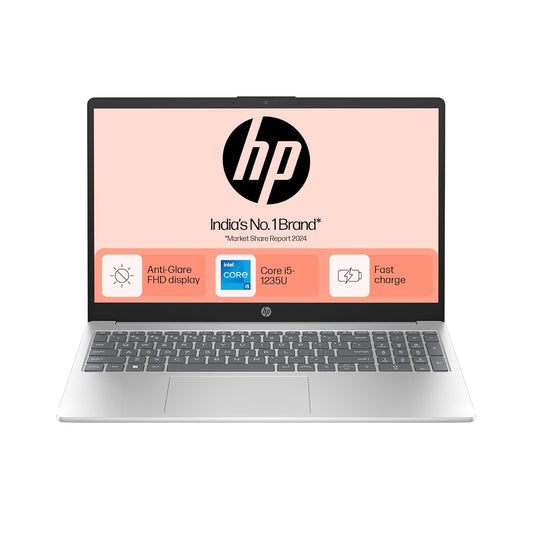 HP 15, 12th Gen Intel Core i5-1235U, 8GB DDR4, 512GB SSD, (Win11, Office21, Silver, 1.59kg) Anti-Glare, Micro-Edge, 15.6-inch(39.6cm) FHD Laptop, Intel UHD Graphics, FHD Camera, Backlit KB, fd0070tu