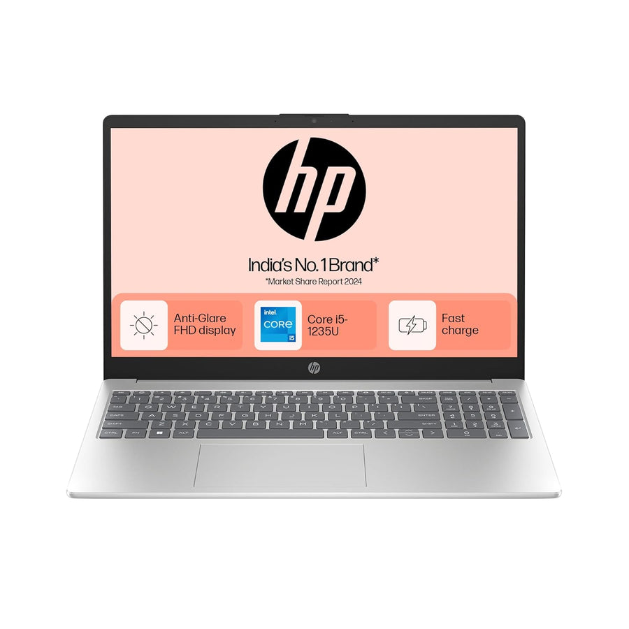 HP 15, 12th Gen Intel Core i5-1235U, 8GB DDR4, 512GB SSD, (Win11, Office21, Silver, 1.59kg) Anti-Glare, Micro-Edge, 15.6-inch(39.6cm) FHD Laptop, Intel UHD Graphics, FHD Camera, Backlit KB, fd0070tu