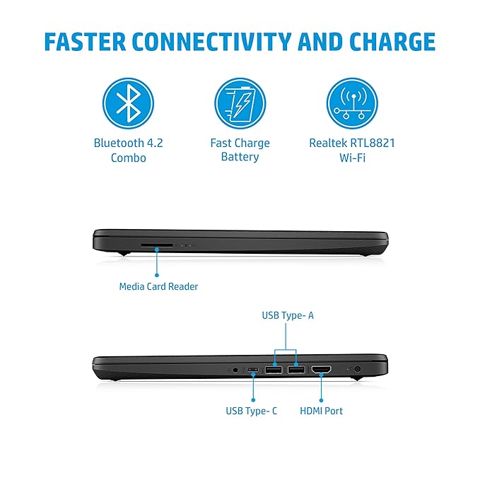 HP 14S-Intel Pentium Silver N6000-8Gb Ram/256Gb Ssd 14 Inches (35.6Cm) Hd, Micro-Edge Display (Uhd Graphics/Alexa/Dual Speakers/Fast Charge/Windows 11 Home/Ms Office), 14S- Dq3033Tu,Jet Black