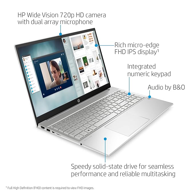 HP Pavilion AMD Ryzen 5 Hexa Core 5500U - (16 GB/SSD/512 GB SSD/Windows 10 Home) 15-eh1103AU Thin and Light Laptop  (15.6 Inch, Natural Silver, 1.75 Kg, With MS Office)