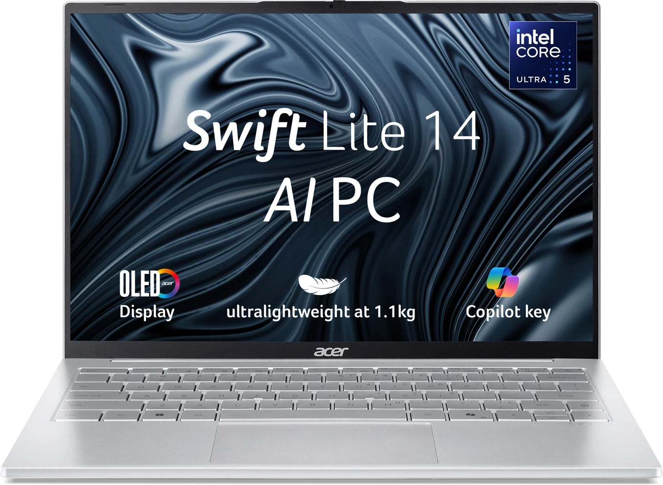 Acer Swift Lite 14 Intel Core Ultra 5 115U (SFL14-54M)- (16 GB/512 GB SSD/Windows 11 Home) SFL14-54M Thin and Light Laptop (14 Inch, Light SIlver, 1.1 Kg, With MS Office)