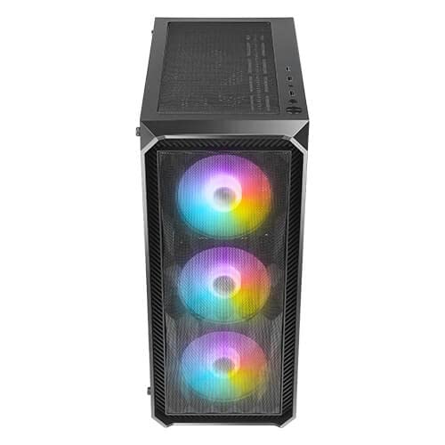 Antec NX292 ATX Mid-Tower Case, Tempered Glass Side Panel, Full Side View, Pre-Installed 4 x 120mm in Front, Black