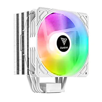 GAMDIAS BOREAS E1-410 120mm RGB High Airflow PWM Fan Cpu Air Cooler with High Cooling Performance, Hydraulic Bearing, 4 Copper Heat Pipes - (White Edition)