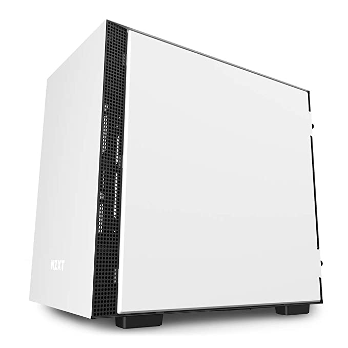 Nzxt H210 Tempered Glass Mini-ITX Computer Cabinet/Gaming Case, Front USB Type-C Port with 2x120mm Fans - White, Black