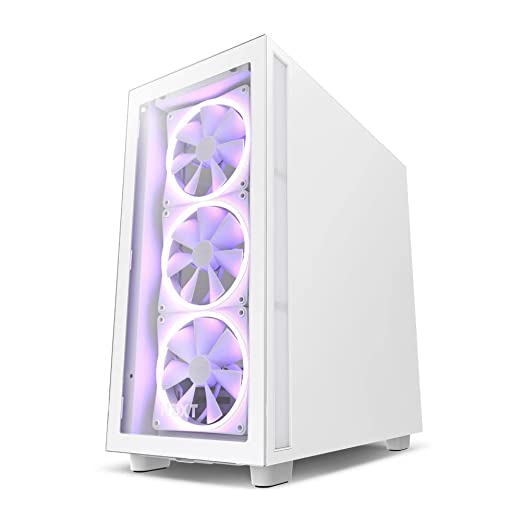 NZXT H7 Elite ATX Mid-Tower Computer Case/ Gaming Cabinet - White | Support - Mini-ITX, Micro-ATX, ATX, and EATX | Pre-Installed 3 x 140 mm RGB Front Fans and 1 x 140 mm Rear Fan - CM-H71EW-01