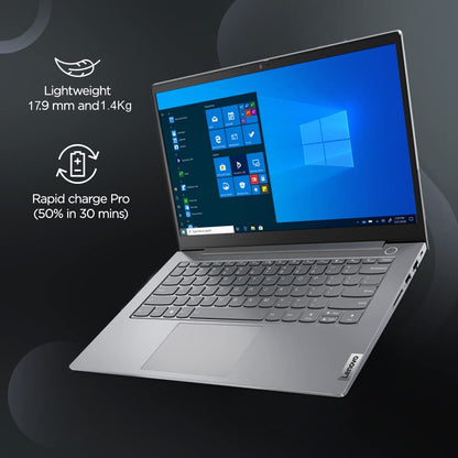 Lenovo ThinkBook 14 Intel Core i5 11th Gen 14" (35.56cm) FHD IPS Laptop (8GB RAM/512GB SSD/Windows 11 Home/MS Office 2021/Mineral Grey/1.4 kg), 20VDA0THIH