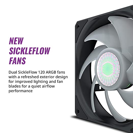 Cooler Master MasterLiquid ML240L ARGB V2, Close-Loop AIO CPU Liquid Cooler, 3rd Gen Dual Chamber Pump, Dual SickleFlow 120mm for AMD Ryzen/Intel LGA 1200/1151 (MLW-D24M-A18PA-R2)