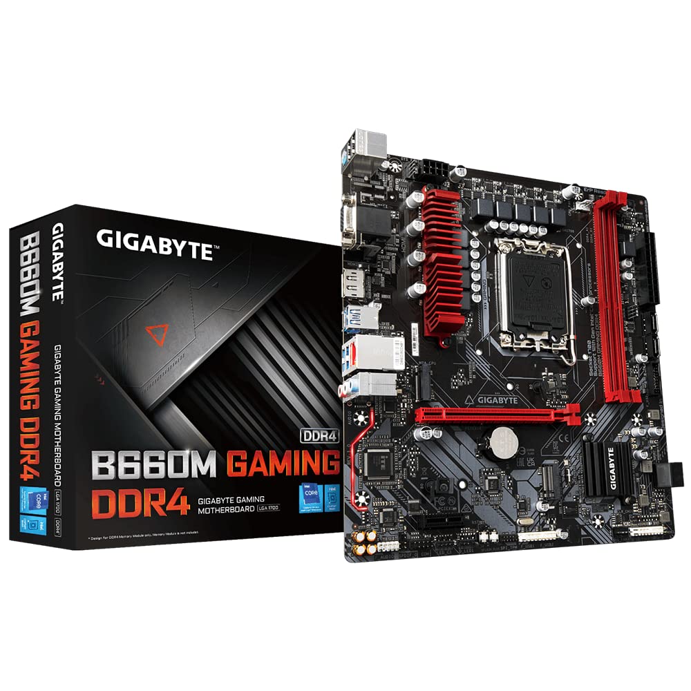 Gigabyte B660M Gaming DDR4 LGA 1700 Intel 12th Gen Motherboard with 6+2+1 Phases Hybrid Digital VRM with MOS Heatsink, 2 x PCIe 4.0 M.2, 2.5GbE LAN, Rear USB 3.2 Gen 1 Type-C, RGB Fusion 2.0