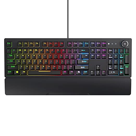Redgear Shadow Blade Mechanical Keyboard with Drive Customization, Spectrum LED Lights, Media Control Knob and Wrist Support (Black)