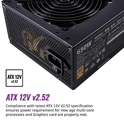 Cooler Master MWE 650 Bronze V2 230v, 80 Plus Bronze Certified, Non-Modular Power Supply – Black
