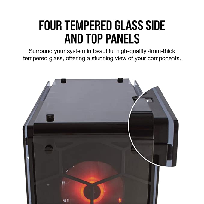 Corsair Crystal 570X RGB Mid-Tower Case, 3 RGB Fans, Tempered Glass - Black