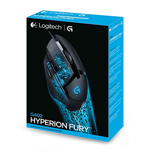 Logitech G402 Hyperion Fury USB Wired Gaming Mouse, 4,000 DPI, Lightweight, 8 Programmable Buttons, Compatible for PC/Mac - Black